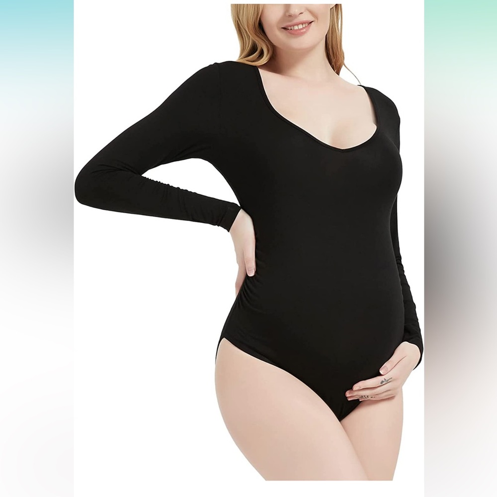 Bhome maternity bodysuit, black, size large, never worn, long sleeve